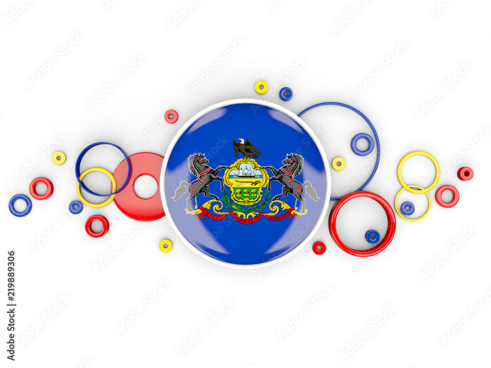 Fototapeta premium Round flag of pennsylvania with circles pattern. United states local flags