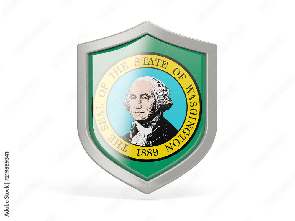Shield icon with flag of washington. United states local flags Shield icon with flag of washington. United states local flags
