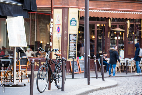 Wall Mural Bicycle parked at a corner on the famous neighborhood of Montmartre in Paris