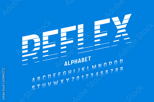 Stylized font design, alphabet letters and numbers