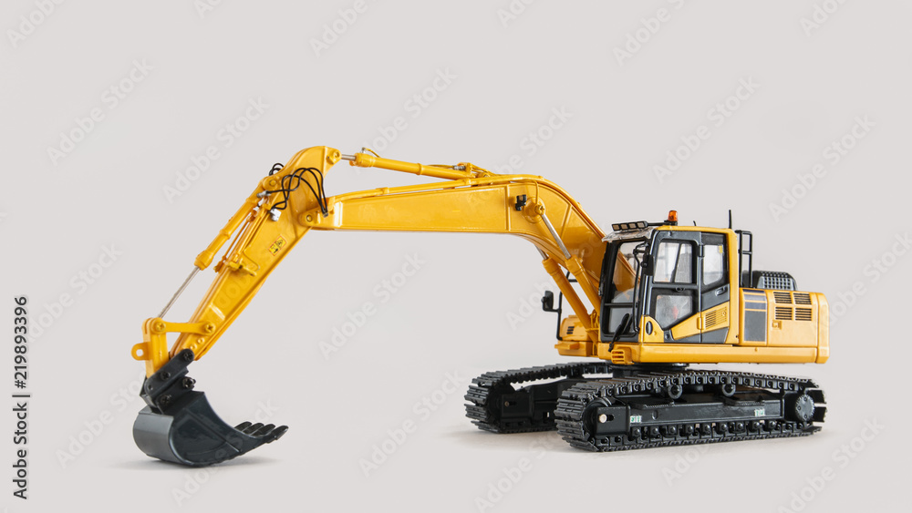 Excavator loader model on isolated white background Excavator loader model on isolated white background