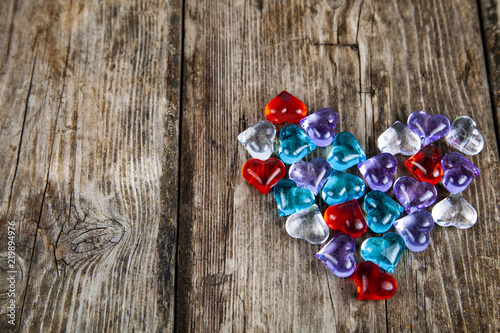 Heart of multi-colored glass hearts