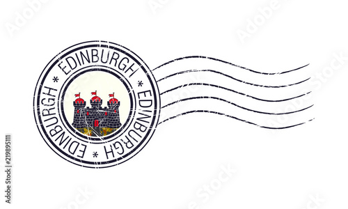 Edinburgh city grunge postal stamp