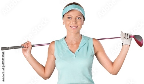 Closeup of a Female Golfer with Club