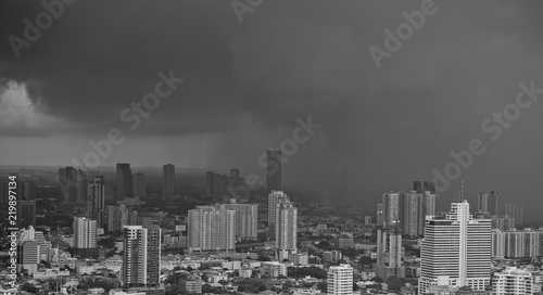high angle view of rain in the city  storm 