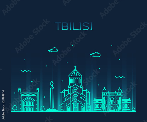 Tbilisi skyline Georgia vector linear style city