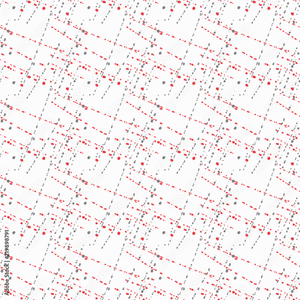 Seamless abstract pattern, Red, gray splashes on white background.