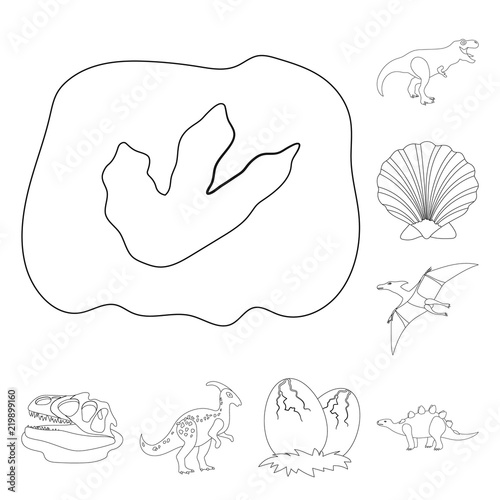 Different dinosaurs outline icons in set collection for design. Prehistoric animal vector symbol stock web illustration.