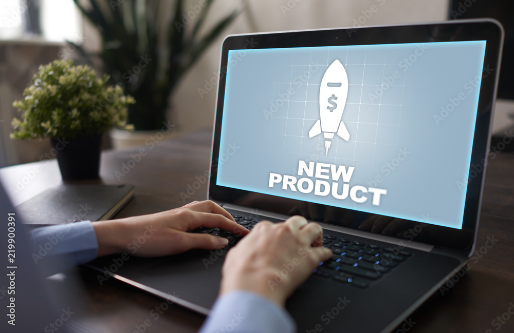 New product launch. Rocket icon on virtual screen. Marketing strategy, commercial innovation. Business concept. New product launch. Rocket icon on virtual screen. Marketing strategy, commercial innovation. Business concept.