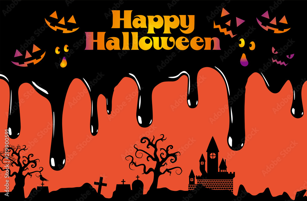 ハロウィーン用イラスト 溶けるチョコレートとお化けカボチャのシルエット Halloween Stock Vector Adobe Stock