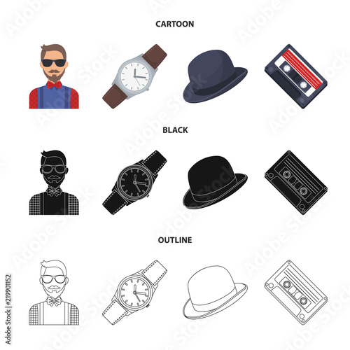 Hipster, fashion, style, subculture .Hipster style set collection icons in cartoon,black,outline style vector symbol stock illustration web.