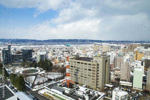 富山市役所展望塔からの風景（西方向）