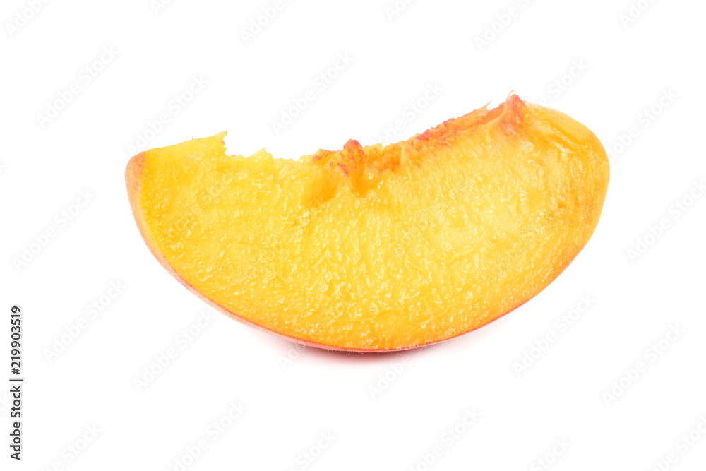 peach fruit slices isolated on white background peach fruit slices isolated on white background