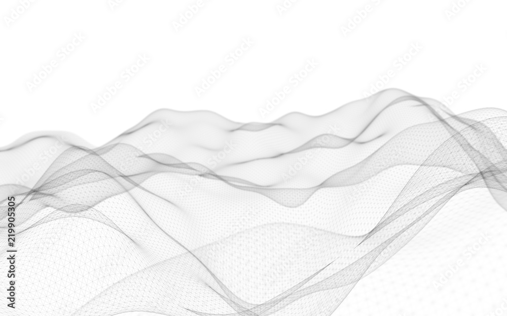 Abstract landscape on a white background. Cyberspace grid. Hi-tech network. 3d technology illustration Abstract landscape on a white background. Cyberspace grid. Hi-tech network. 3d technology illustration