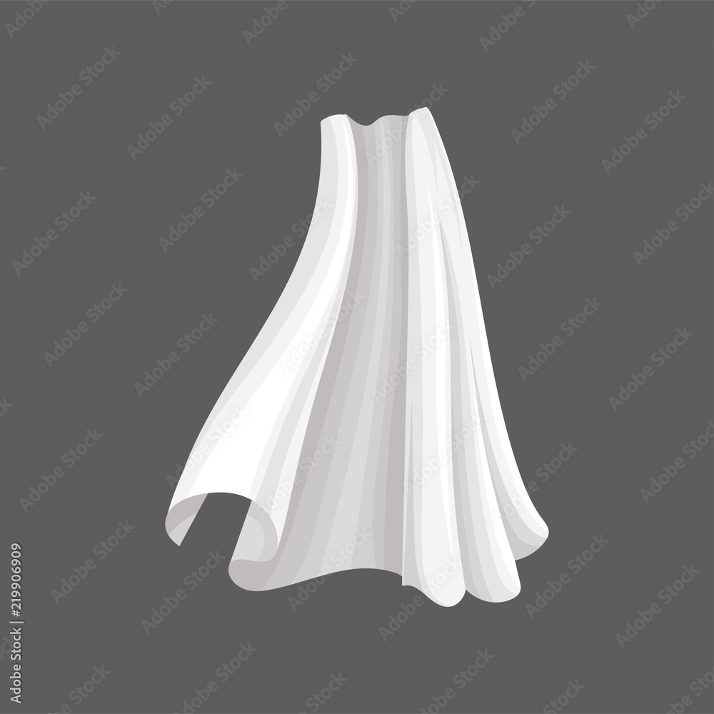 Flying silk textile. White soft cloth blowing in the wind. Flat vector for advertising poster of atelier or fabric production industry Flying silk textile. White soft cloth blowing in the wind. Flat vector for advertising poster of atelier or fabric production industry
