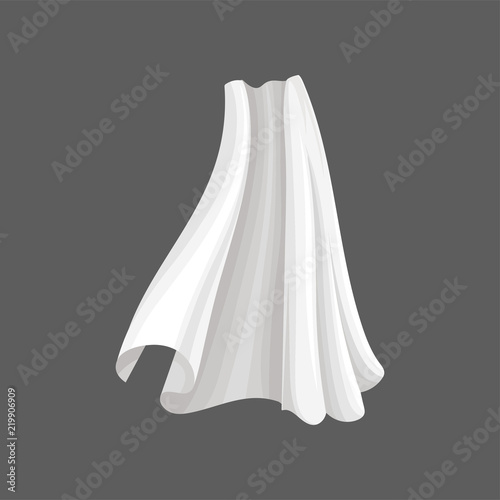 Flying silk textile. White soft cloth blowing in the wind. Flat vector for advertising poster of atelier or fabric production industry