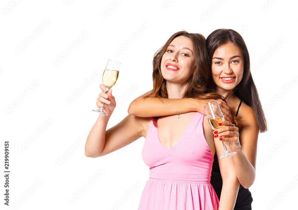 young womans with a champagne glasses at celebration young womans with a champagne glasses at celebration