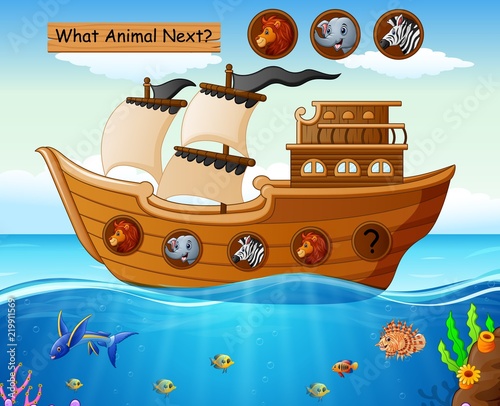 Wood boat sailing with animals theme