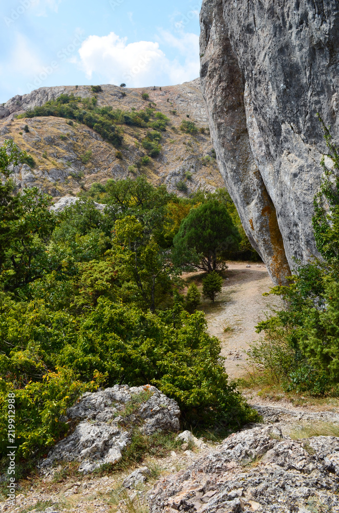 Crimea, the temple of the Sun on the mountain Ilyas Kaya, near the Bay of Laspi. Mysticism place of power