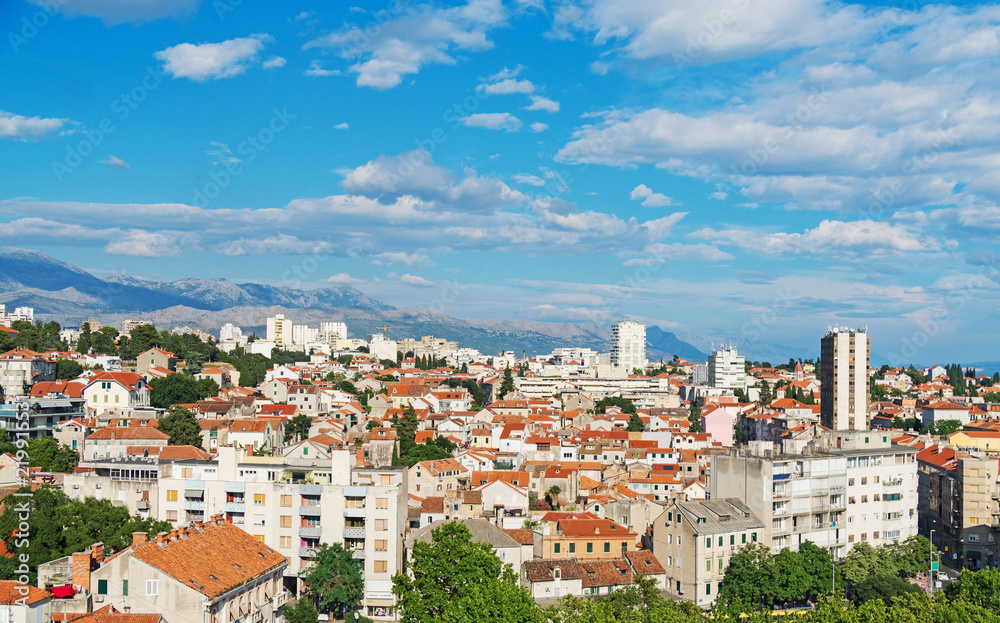 View on the old town of Split, Croatia.