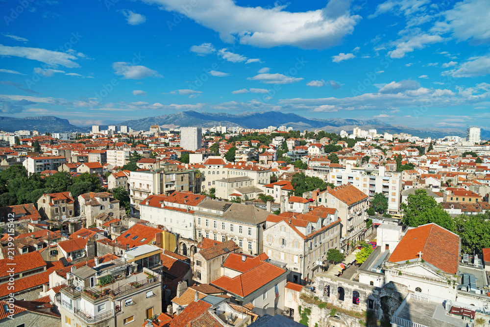 View on the old town of Split, Croatia.