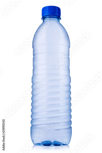 Plastic bottle of still healthy water isolated on white background