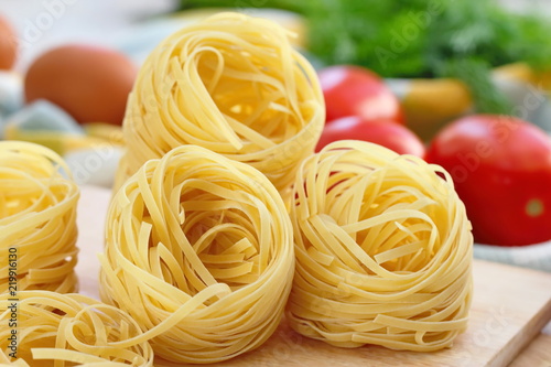 Spaghetti nest prepared for cooking