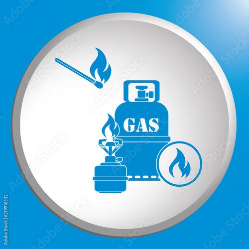 Camping stove with gas bottle icon vector
