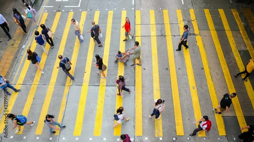 Busy pedestrian crossing at Hong Kong - time lapse