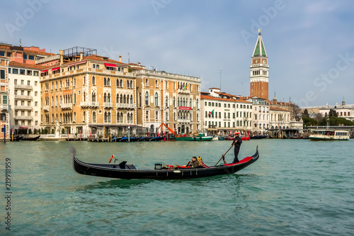 Venice, Italy - Mart, 2015. Gondola on Canal Grande.