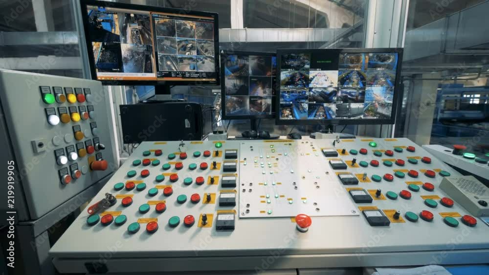 Control room at a garbage plant, close up.