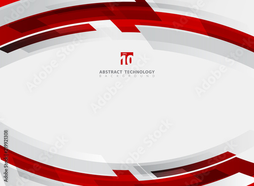 Abstract technology geometric red color shiny motion background.