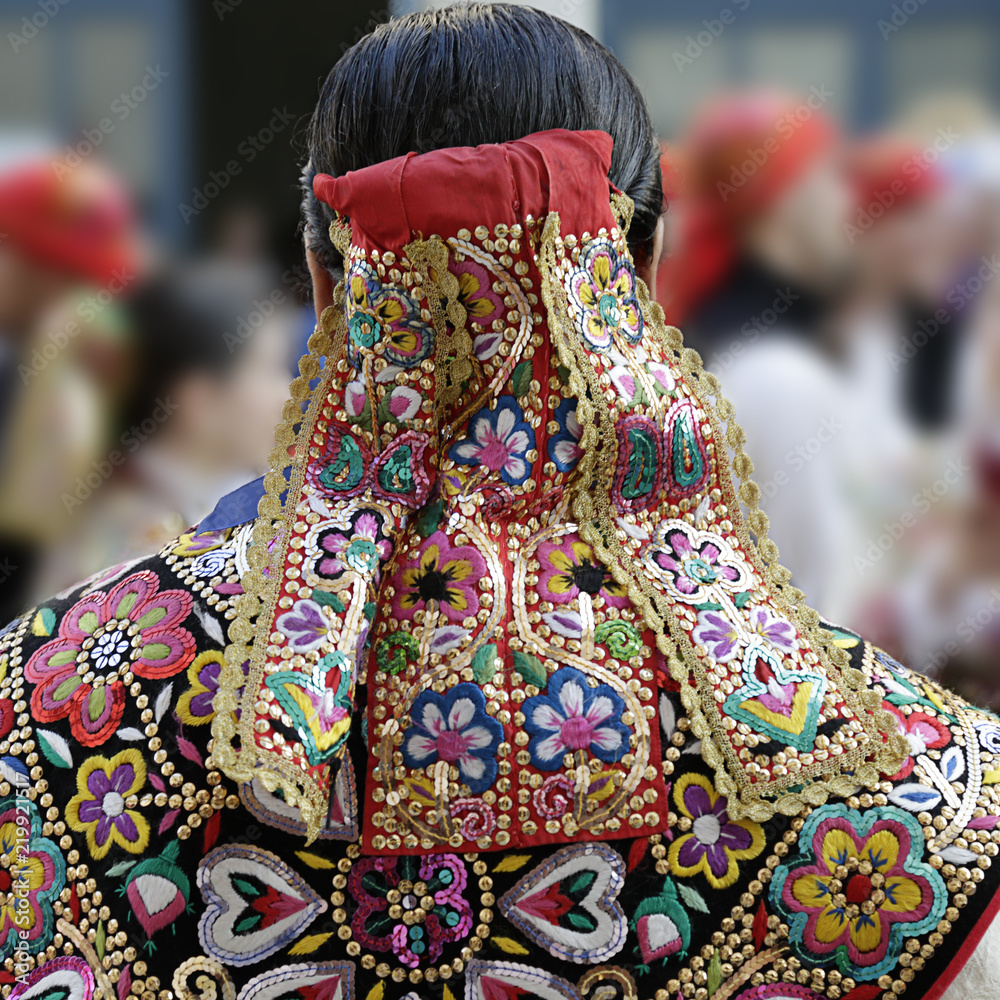 Detail of one of the folk costume of Zamora, Spain