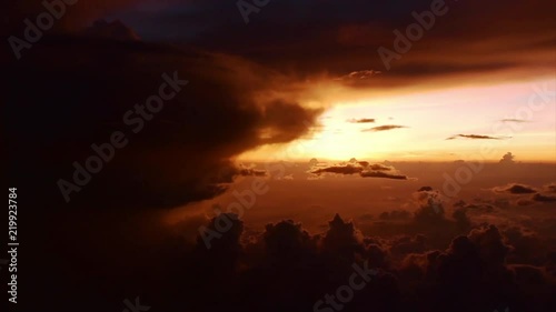 gold sky and dark cloud on the sky natural view 4k