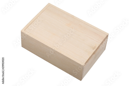 wood wine box isolated on white background with clipping path