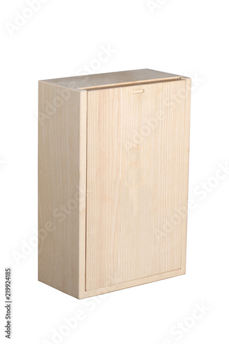 wood wine box isolated on white background with clipping path