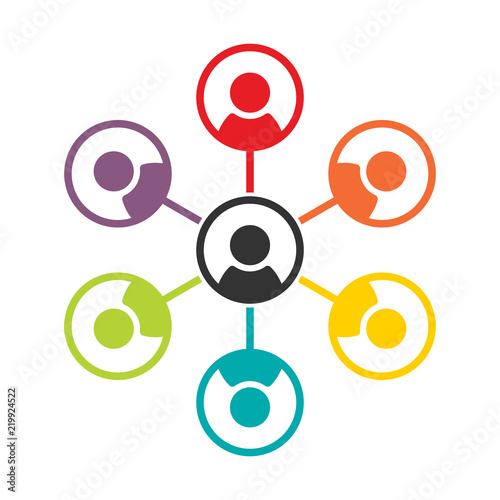 Fototapeta Simple, flat, colorful social (people) networking icon