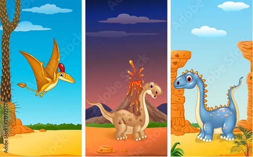 Set of three dinosaurs