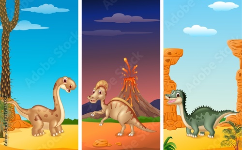 Set of three dinosaurs
