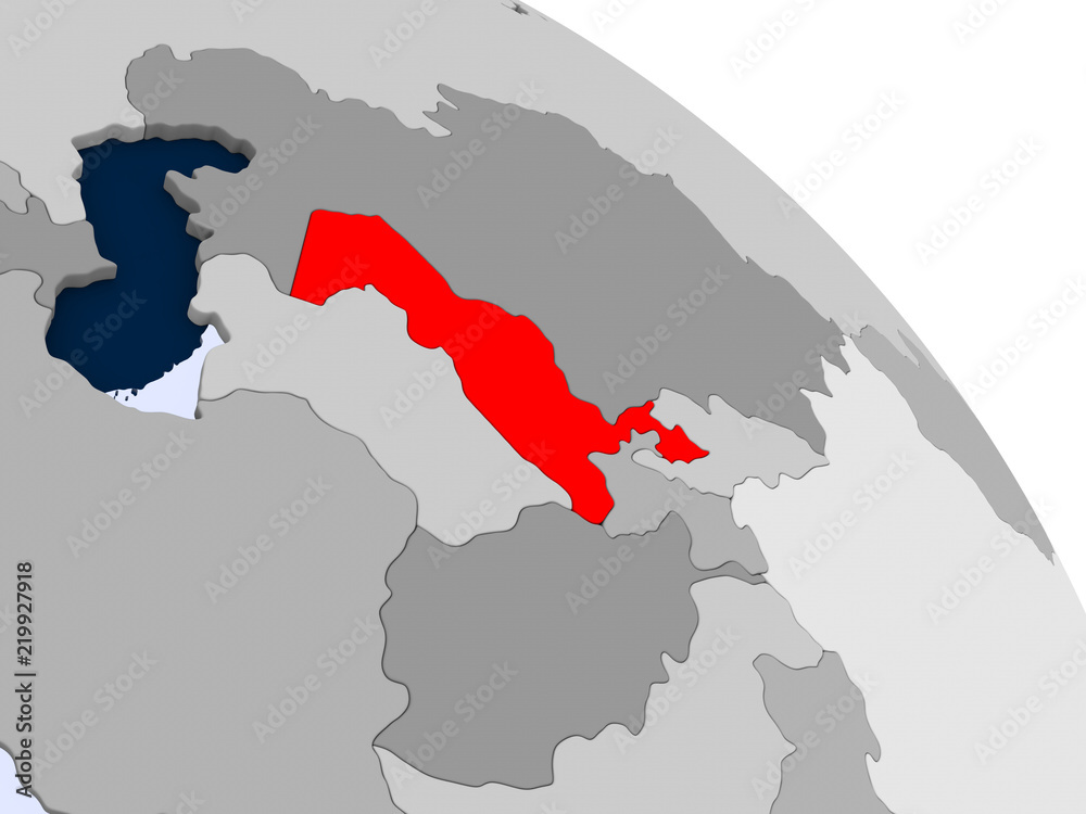 Uzbekistan in red on map