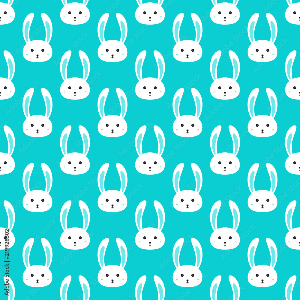 Repeated faces of cute rabbits. Seamless pattern for children. Repeated faces of cute rabbits. Seamless pattern for children.