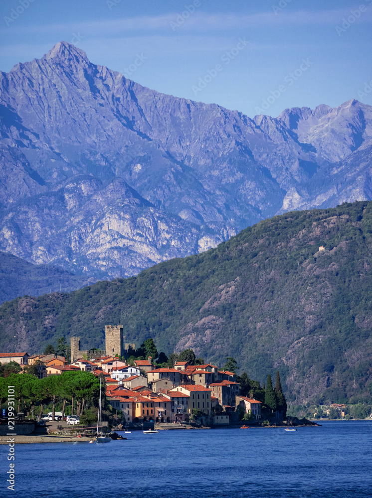 Rezzonico, a Lombard medieval village surrounded by mountains covered in woods. Como Lake, Italy