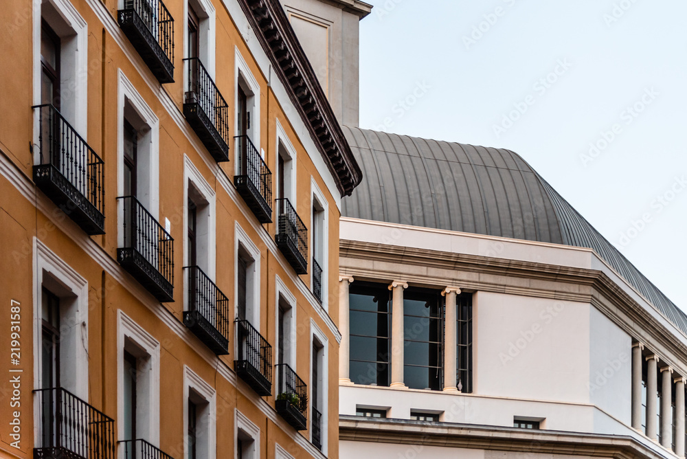 Old residential buildings and Royal Theater of Madrid Old residential buildings and Royal Theater of Madrid