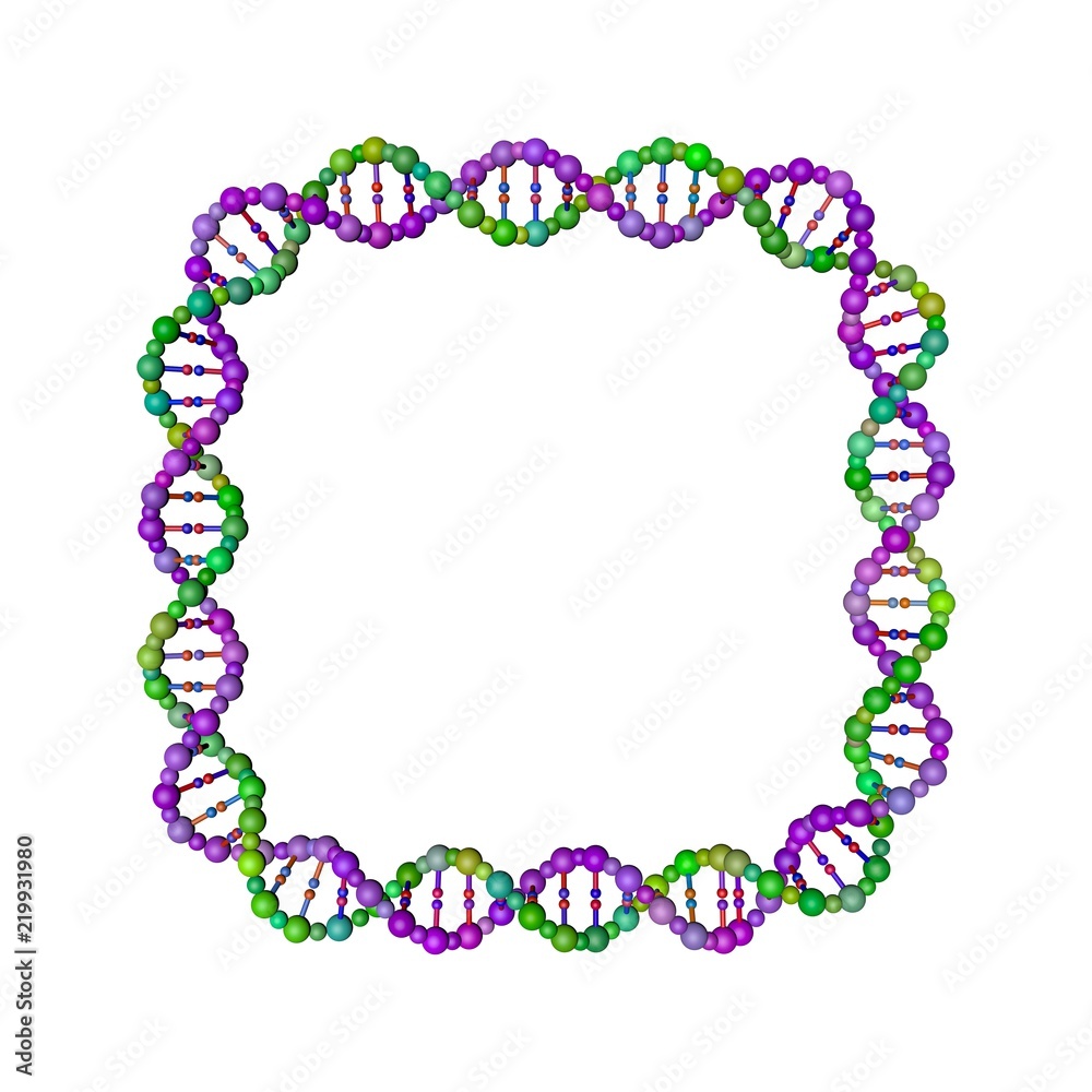 DNA strand in form of square. 3D rendering illustration.