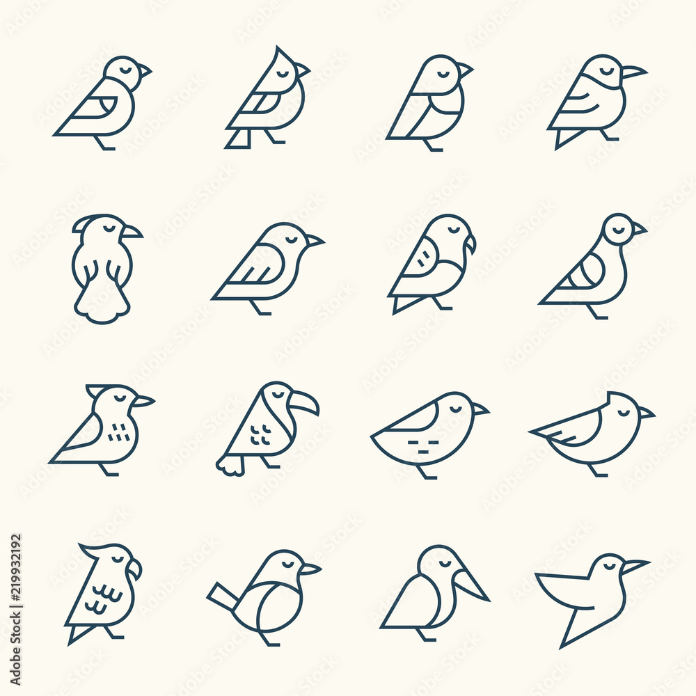 Obraz premium Ikony linii ptaków