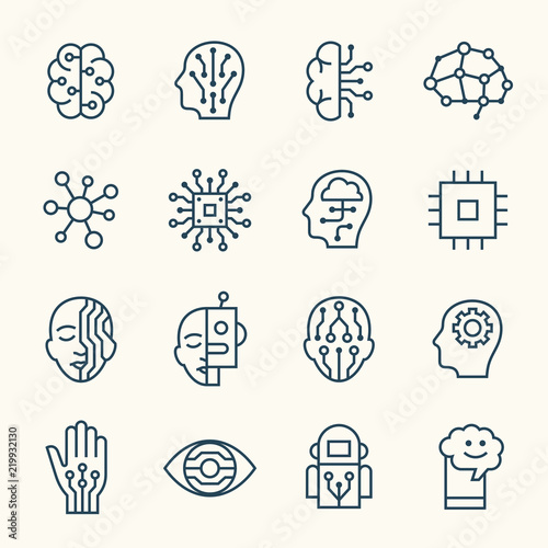 Artificial intelligence line icons