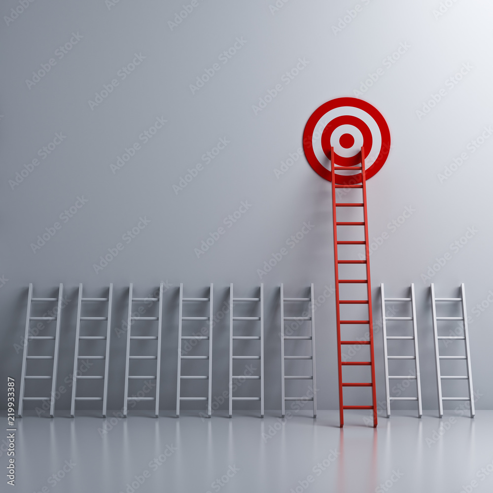 Long red ladder to goal target the business concepts 3D rendering Stock