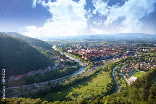 A nice view on the city of Celje. River Savinja is seen there and the Old Town. photo