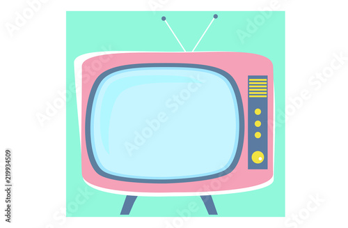 Old television in cartoon style