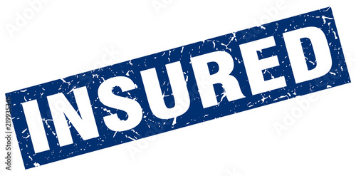 square grunge blue insured stamp